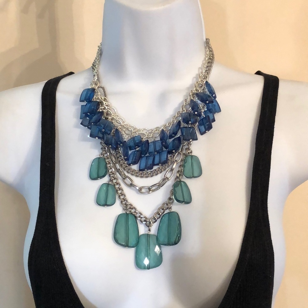 Bundle lot 2 statement style necklaces chains and beads